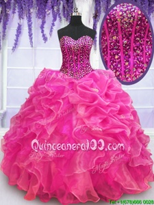 Charming Sleeveless Lace Up Floor Length Beading and Ruffles Sweet 16 Dresses