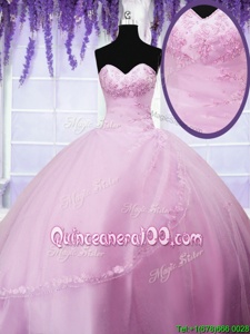 Colorful Sleeveless Appliques Lace Up Quinceanera Gown