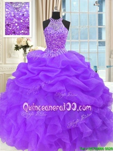 Glorious Sleeveless Beading and Pick Ups Lace Up 15 Quinceanera Dress