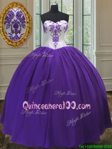 Sweetheart Sleeveless Lace Up Quinceanera Gown Eggplant Purple Taffeta