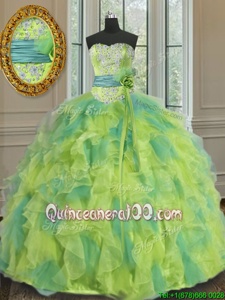 Beautiful Sweetheart Sleeveless Lace Up 15 Quinceanera Dress Multi-color Organza