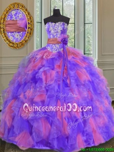 Dynamic Floor Length Ball Gowns Sleeveless Multi-color Quinceanera Dress Lace Up