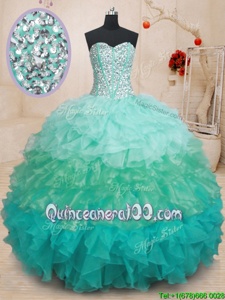 On Sale Organza Sweetheart Sleeveless Lace Up Beading and Ruffles Quinceanera Dresses inMulti-color