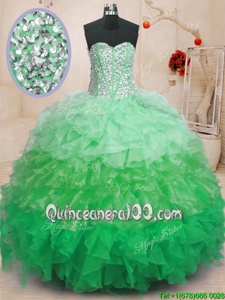 Elegant Floor Length Lace Up Quinceanera Gowns Multi-color and In forMilitary Ball and Sweet 16 and Quinceanera withRuffles