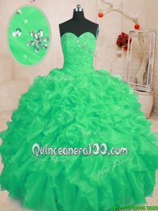 Noble Floor Length Ball Gowns Sleeveless Green Quinceanera Dresses Lace Up