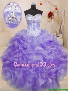 Exceptional Ball Gowns Quinceanera Gowns Lavender Sweetheart Organza Sleeveless Floor Length Lace Up