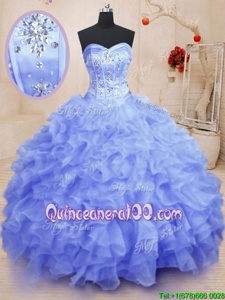 Enchanting Purple Sweet 16 Dress Military Ball and Sweet 16 and Quinceanera and For withBeading and Ruffles Sweetheart Sleeveless Lace Up