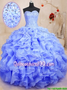 Dazzling Floor Length Purple Quinceanera Gown Sweetheart Sleeveless Lace Up