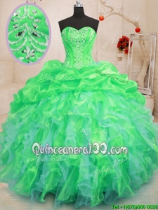 High Class Sleeveless Beading and Ruffles Lace Up Quinceanera Dress