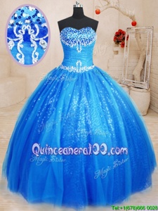 Noble Royal Blue Sweetheart Neckline Beading and Appliques Vestidos de Quinceanera Sleeveless Lace Up