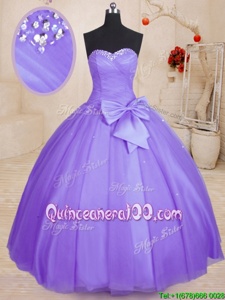 Custom Design Sweetheart Sleeveless Lace Up Sweet 16 Dress Lavender Tulle