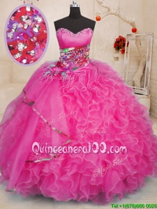 Traditional Spring and Summer and Fall and Winter Organza Sleeveless Floor Length Sweet 16 Dress andBeading and Ruffles
