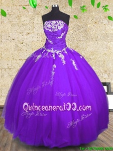Customized Sleeveless Appliques and Ruching Lace Up Quinceanera Dress