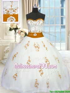 Great Sleeveless Appliques and Belt Lace Up Vestidos de Quinceanera
