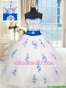 Dynamic Spring and Summer and Fall and Winter Tulle Sleeveless Floor Length Vestidos de Quinceanera andAppliques and Belt