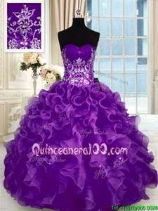Glamorous Floor Length Ball Gowns Sleeveless Purple Sweet 16 Dress Lace Up
