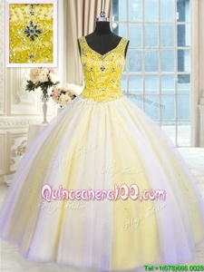 Traditional Multi-color Sleeveless Beading and Sequins Floor Length Sweet 16 Quinceanera Dress