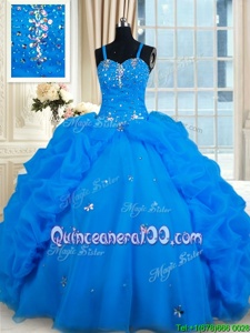 Glorious Sleeveless Lace Up Floor Length Beading and Pick Ups 15 Quinceanera Dress