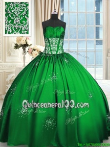 Custom Design Spring Green Sleeveless Beading and Appliques and Ruching Floor Length Sweet 16 Dresses