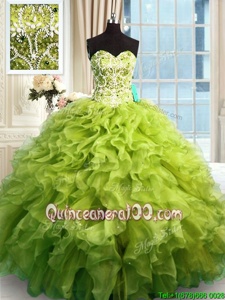 Edgy Floor Length Ball Gowns Sleeveless Olive Green Quinceanera Dresses Lace Up