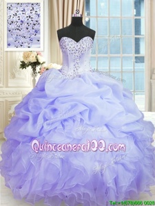 Beautiful Spring and Summer and Fall and Winter Organza Sleeveless Floor Length Quinceanera Gowns andBeading and Ruffles
