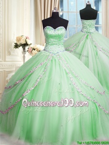 Most Popular Spring and Summer and Fall and Winter Tulle Sleeveless With Train Sweet 16 Quinceanera Dress Court Train andBeading and Appliques