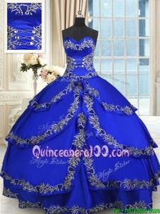 Hot Selling Spring and Summer and Fall and Winter Taffeta Sleeveless Floor Length Sweet 16 Dress andBeading and Embroidery and Ruffled Layers