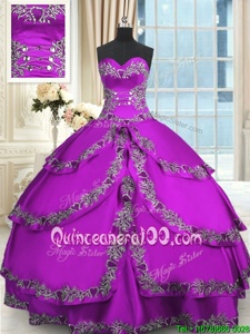 Pretty Sleeveless Beading and Embroidery and Ruffled Layers Lace Up Quinceanera Gowns