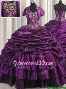 Pick Ups Sweetheart Sleeveless Brush Train Lace Up 15th Birthday Dress Purple Taffeta