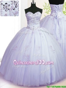 High Class Sleeveless Lace Up Floor Length Beading and Appliques Sweet 16 Quinceanera Dress