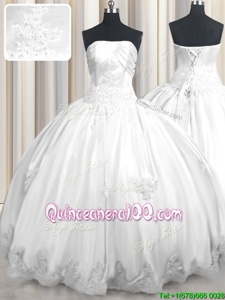 Best Selling Sleeveless Lace Up Floor Length Beading and Appliques Quinceanera Gowns