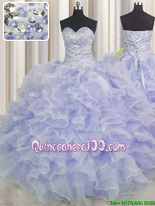 On Sale Floor Length Purple 15 Quinceanera Dress Sweetheart Sleeveless Lace Up