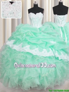 Colorful Sleeveless Lace Up Floor Length Beading and Ruffles and Pick Ups Sweet 16 Dress