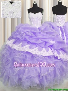Attractive Sleeveless Lace Up Floor Length Beading and Appliques and Ruffles and Pick Ups Sweet 16 Quinceanera Dress