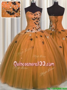Custom Made Sleeveless Beading and Appliques Lace Up Ball Gown Prom Dress