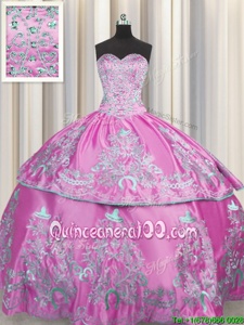 Enchanting Lilac Sleeveless Beading and Embroidery Floor Length Quinceanera Gown