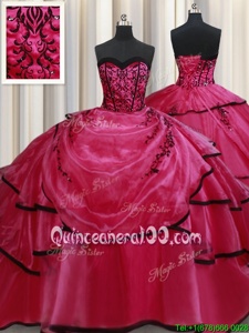 Enchanting Ruffled Floor Length Ball Gowns Sleeveless Red Quinceanera Dress Lace Up