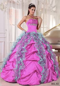 Ruffled Beading Colorful Quinceanera Dresses with Pick-ups