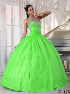 Ruched Spring Green Sweetheart Dress for Sweet 16 Custom Made