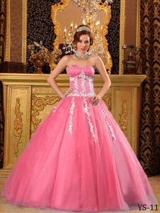 Appliqued Watermelon Sweetheart Sweet Sixteen Dresses with Beading