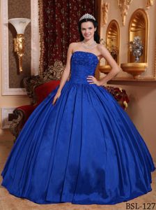 Beading and Ruches Accent Quinceanera Dresses in Royal Blue
