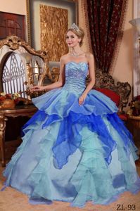 Beading Colorful Multi-Tiered Dress for 16 with Appliques