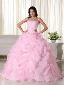 Lovely Baby Pink Beading Sweet Sixteen Dresses with Ruffles