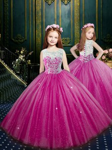 Cheap Scoop Beading and Appliques Child Pageant Dress Eggplant Purple Clasp Handle Sleeveless Floor Length