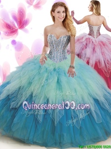 Decent Multi-color Sleeveless Tulle Lace Up Ball Gown Prom Dress forMilitary Ball and Sweet 16 and Quinceanera