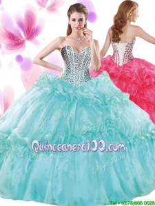 Sweetheart Sleeveless Organza Quinceanera Dress Beading and Pick Ups Lace Up