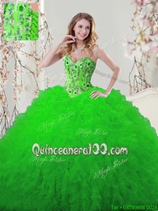 Great Spring Green Sleeveless Tulle Lace Up Sweet 16 Dresses forMilitary Ball and Sweet 16 and Quinceanera