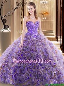 Beauteous With Train Ball Gowns Sleeveless Multi-color Quinceanera Dresses Brush Train Lace Up