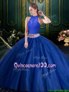 Modest Sleeveless Lace Up Floor Length Beading and Lace and Appliques Quinceanera Dresses