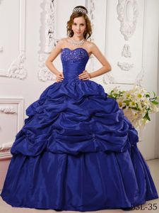 Navy Blue Taffeta Sweetheart Dresses Quinceanera with Pick-ups